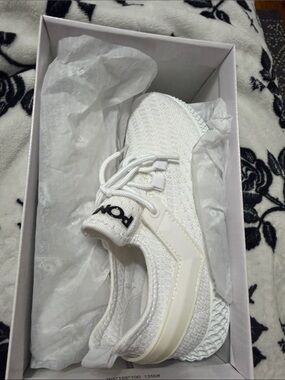 Pony Women's White Knit Slip-On Sneakers with Lace Detail